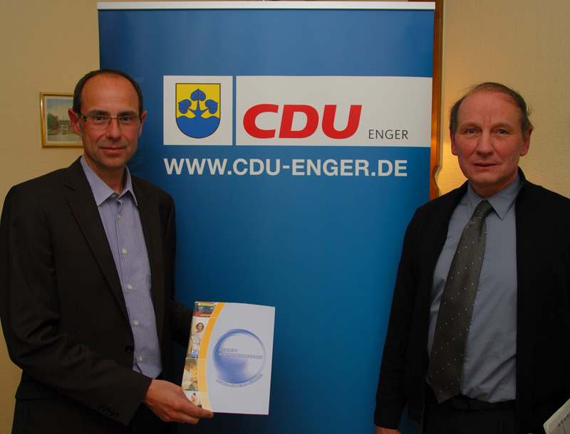 Frank Jaksties, Vorsitzender der CDU Enger, Christian Manz, Landrat Frank Jaksties, Vorsitzender der CDU Enger, Christian Manz, Landrat